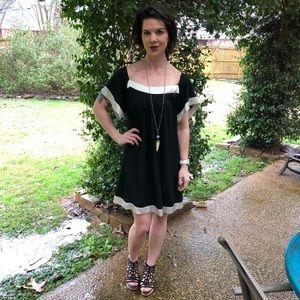 Cute white and black open back summer dress